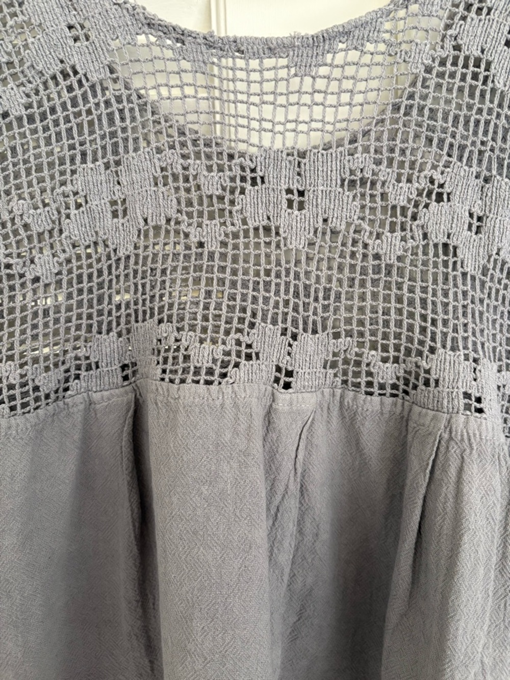 Handmade Mexican Crochet Top in Slate Grey Sz L - Picture 3 of 3